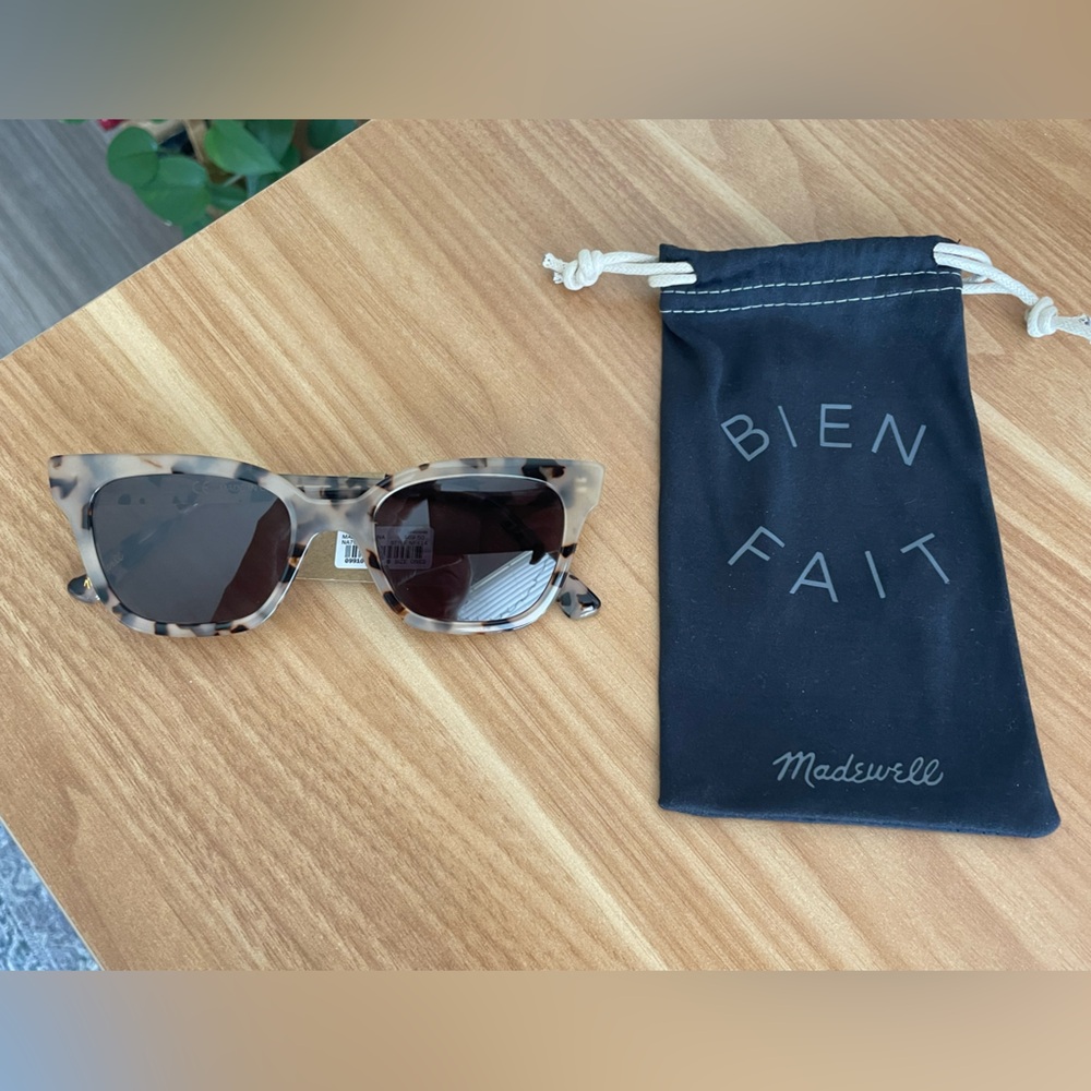 NWT Madewell Pierport Sunglasses in French Vanilla/Tortoise Shell